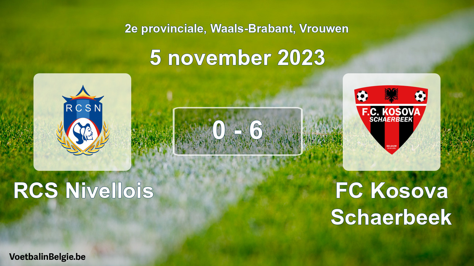 Gespeelde wedstrijd vrouwenvoetbal: RCS Nivellois - FC Kosova Schaerbeek 0 - 6 (5 november 2023)