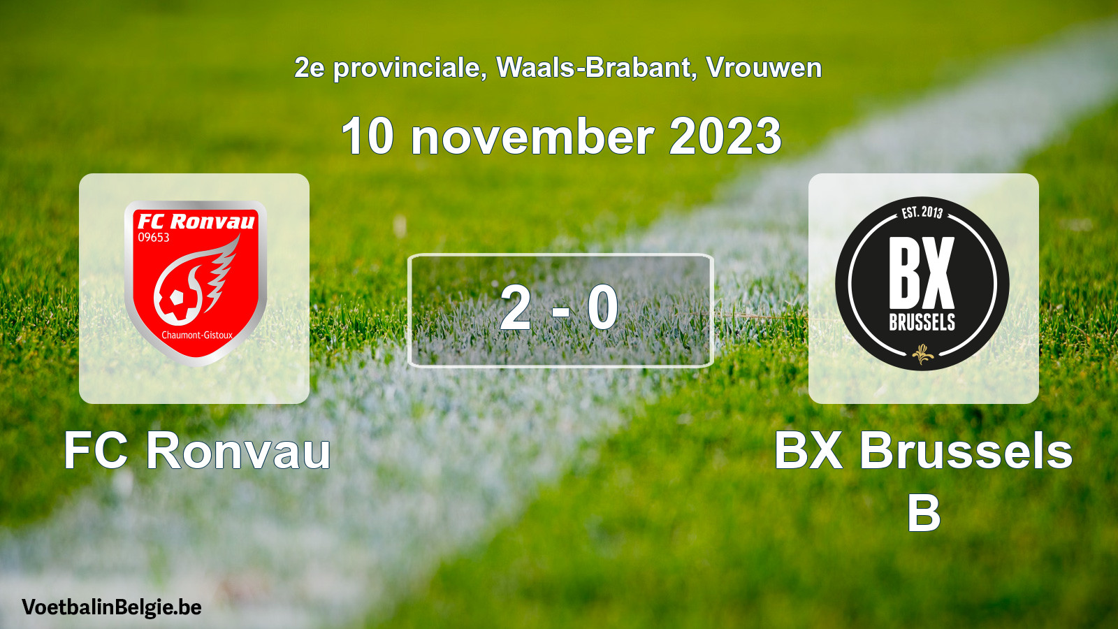 Gespeelde wedstrijd vrouwenvoetbal: FC Ronvau - BX Brussels B 2 - 0 (10 november 2023)
