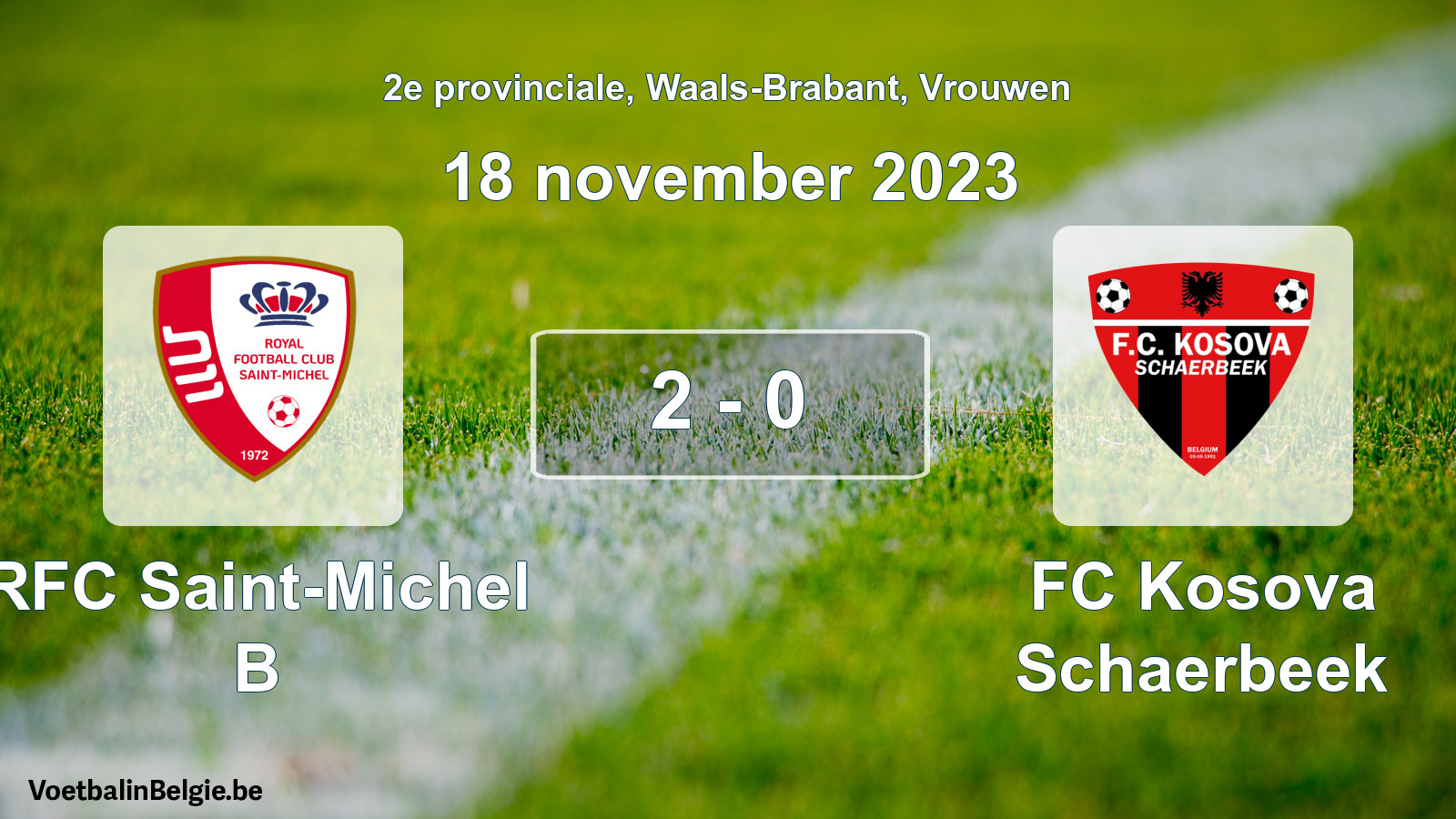 Gespeelde wedstrijd vrouwenvoetbal: RFC Saint-Michel B - FC Kosova Schaerbeek 2 - 0 (18 november 2023)