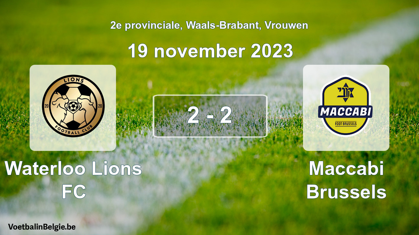 Gespeelde wedstrijd vrouwenvoetbal: Waterloo Lions FC - Maccabi Brussels 2 - 2 (19 november 2023)