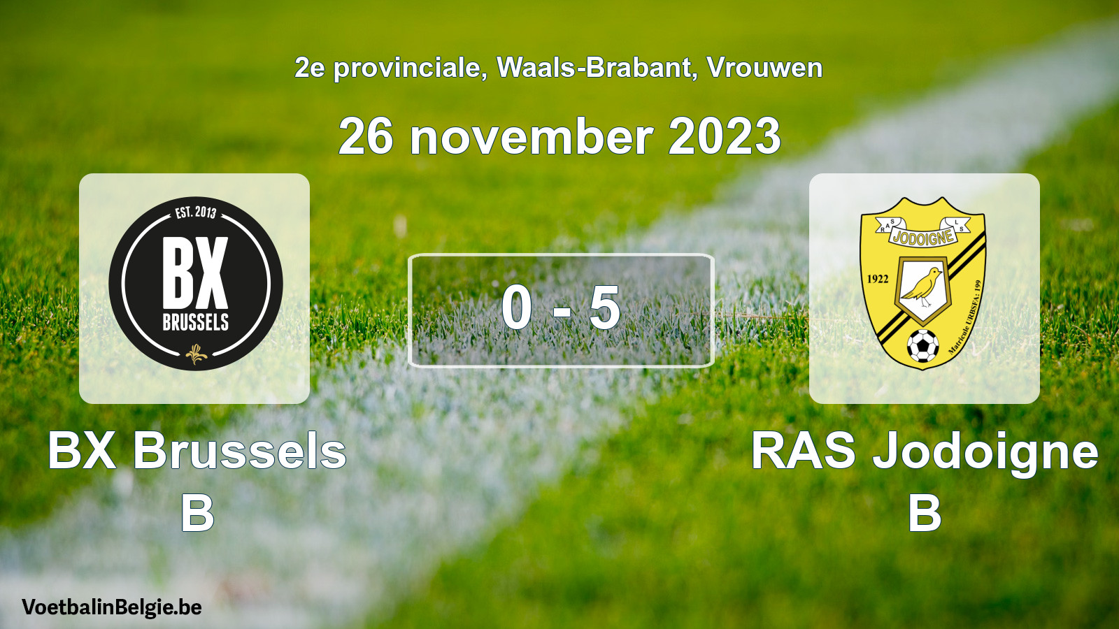 Gespeelde wedstrijd vrouwenvoetbal: BX Brussels B - RAS Jodoigne B 0 - 5 (26 november 2023)