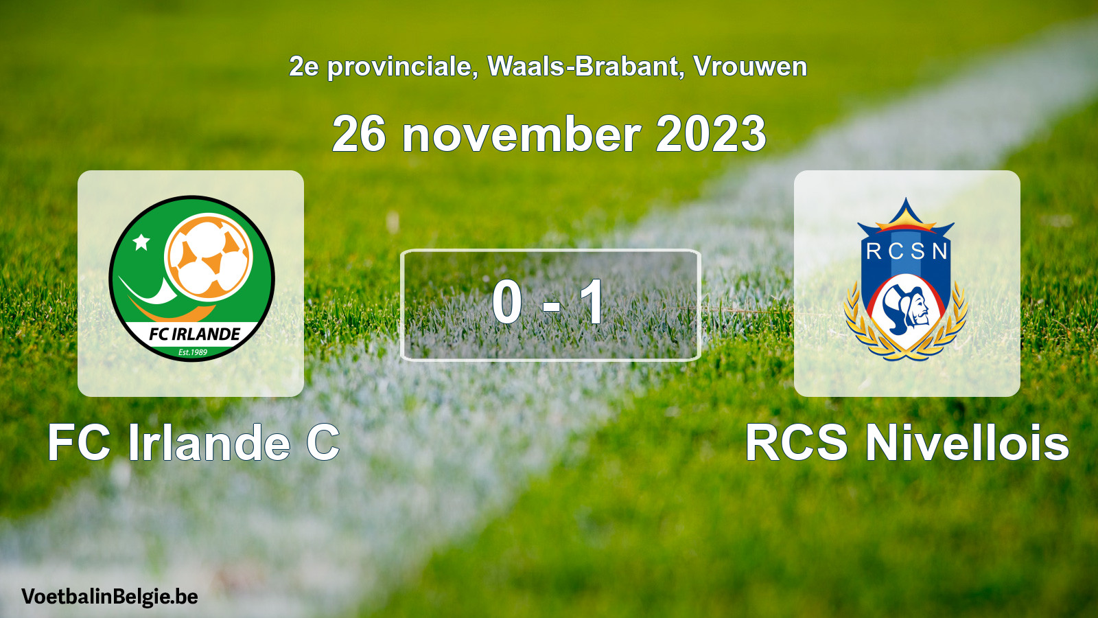 Gespeelde wedstrijd vrouwenvoetbal: FC Irlande C - RCS Nivellois 0 - 1 (26 november 2023)