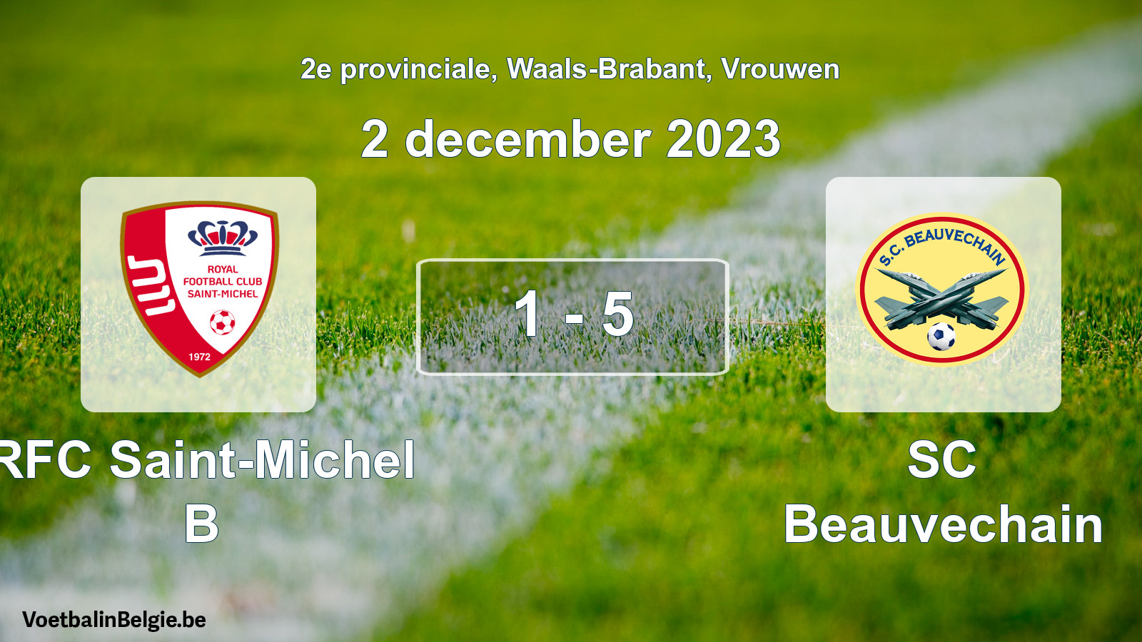 Gespeelde wedstrijd vrouwenvoetbal: RFC Saint-Michel B - SC Beauvechain 1 - 5 (2 december 2023)