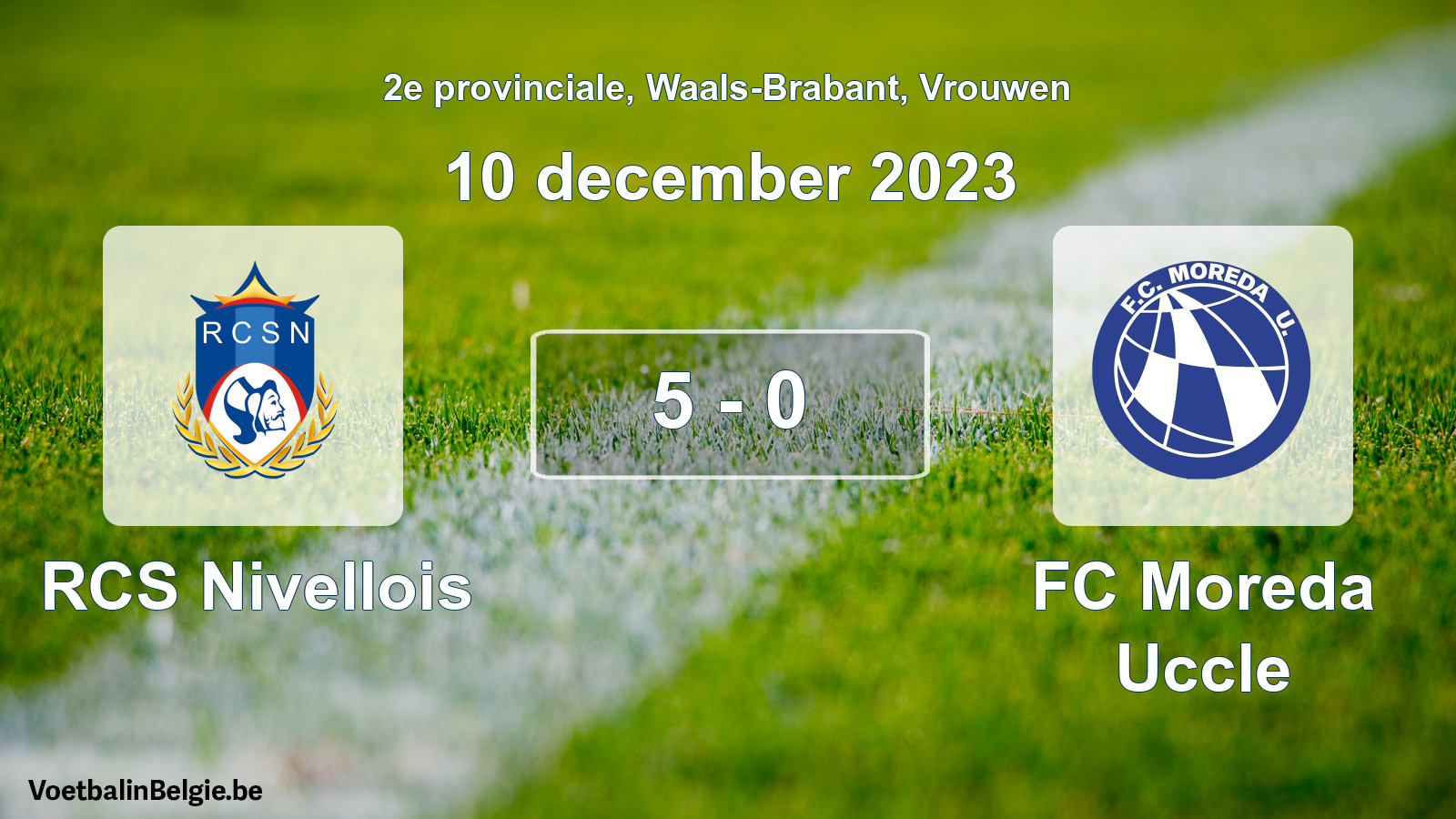 Gespeelde wedstrijd vrouwenvoetbal: RCS Nivellois - FC Moreda Uccle 5 - 0 (10 december 2023)