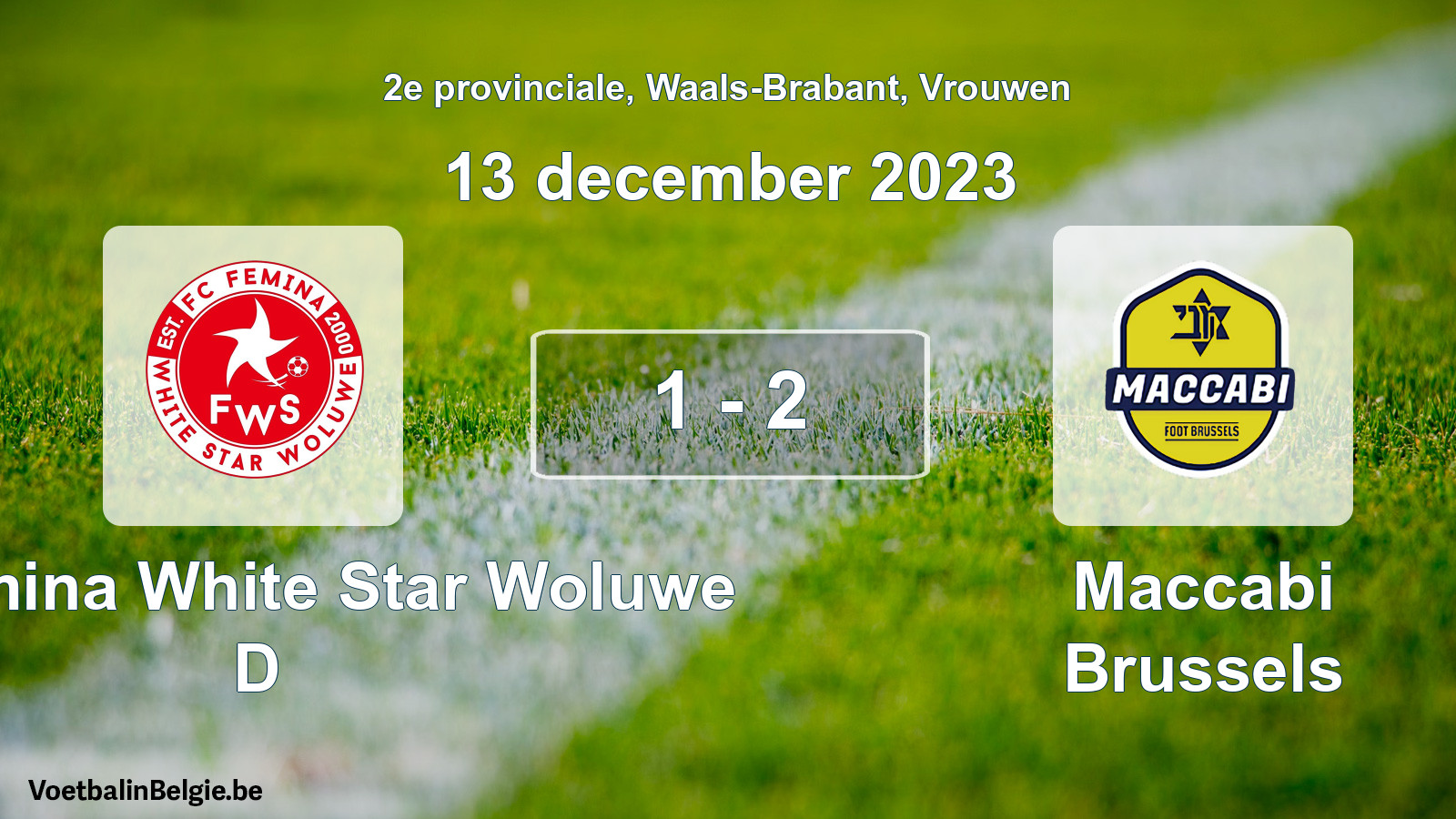Gespeelde wedstrijd vrouwenvoetbal: FC Fémina White Star Woluwe D - Maccabi Brussels 1 - 2 (13 december 2023)