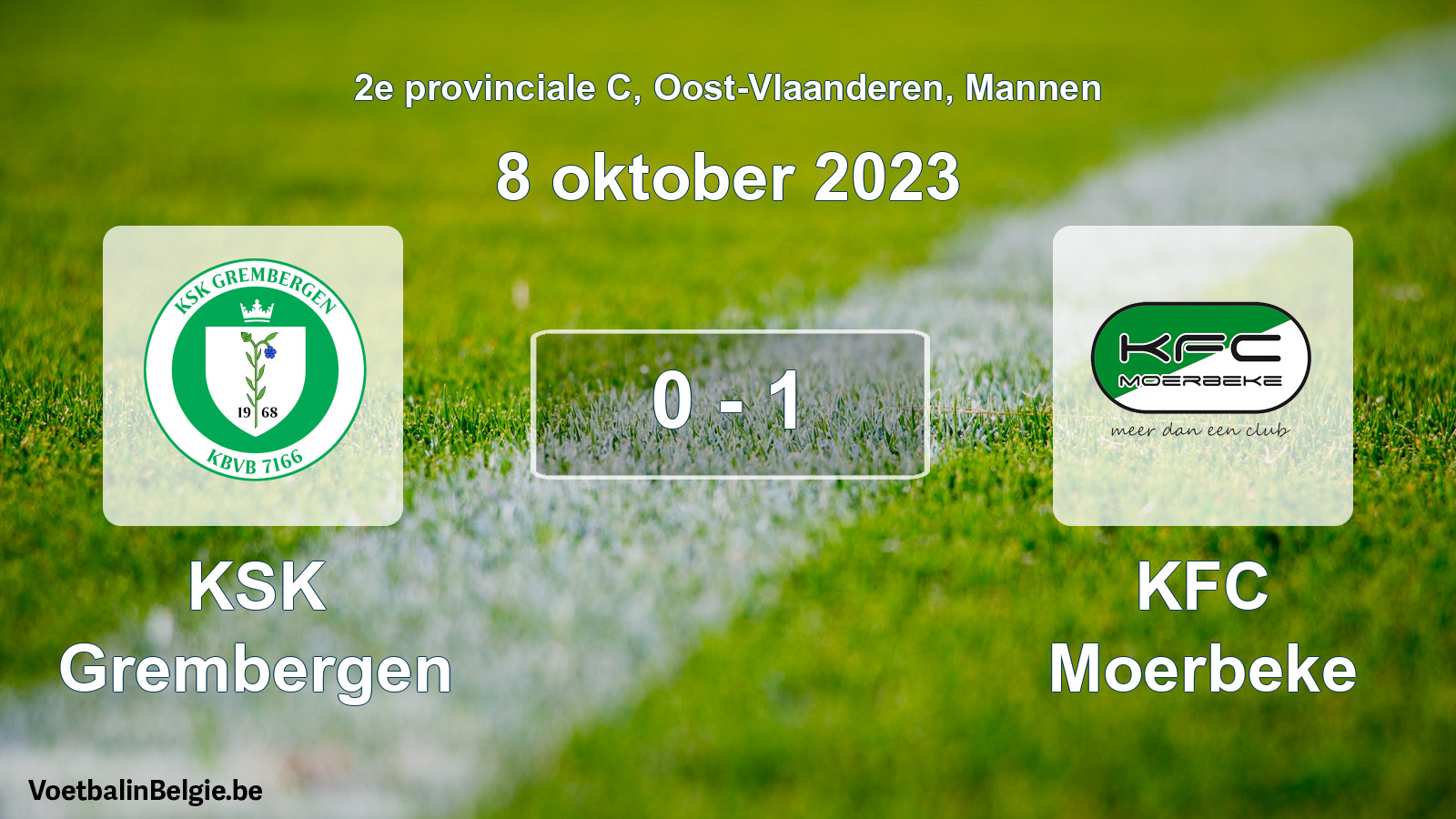 Gespeelde wedstrijd mannenvoetbal: KSK Grembergen - KFC Moerbeke 0 - 1 (8 oktober 2023)