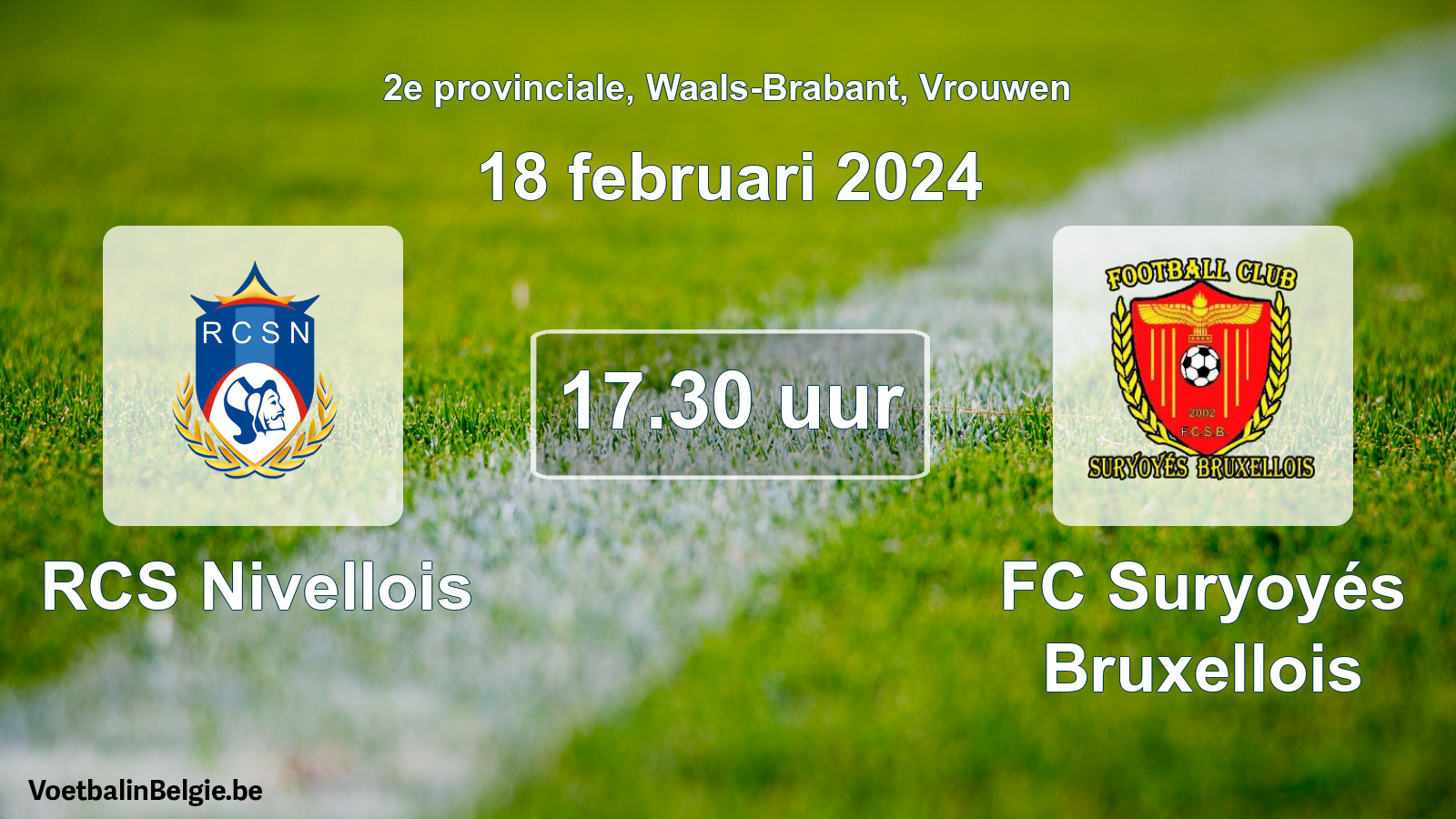 Match prévu football femmes: RCS Nivellois - FC Suryoyés Bruxellois (18 février 2024)