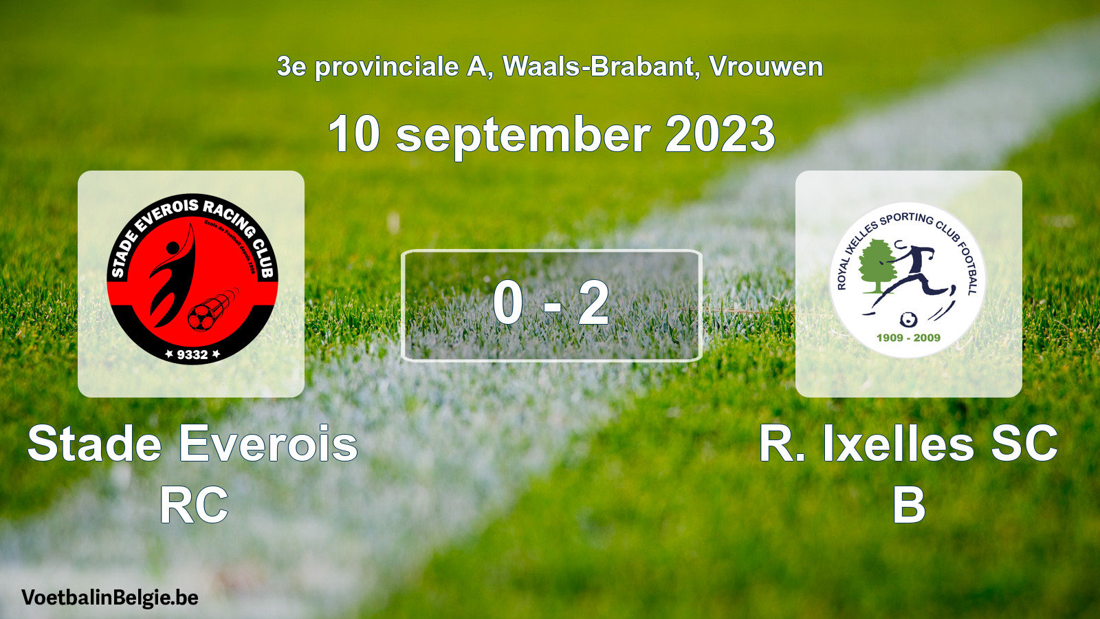 Gespeelde wedstrijd vrouwenvoetbal: Stade Everois RC - R. Ixelles SC B 0 - 2 (10 september 2023)