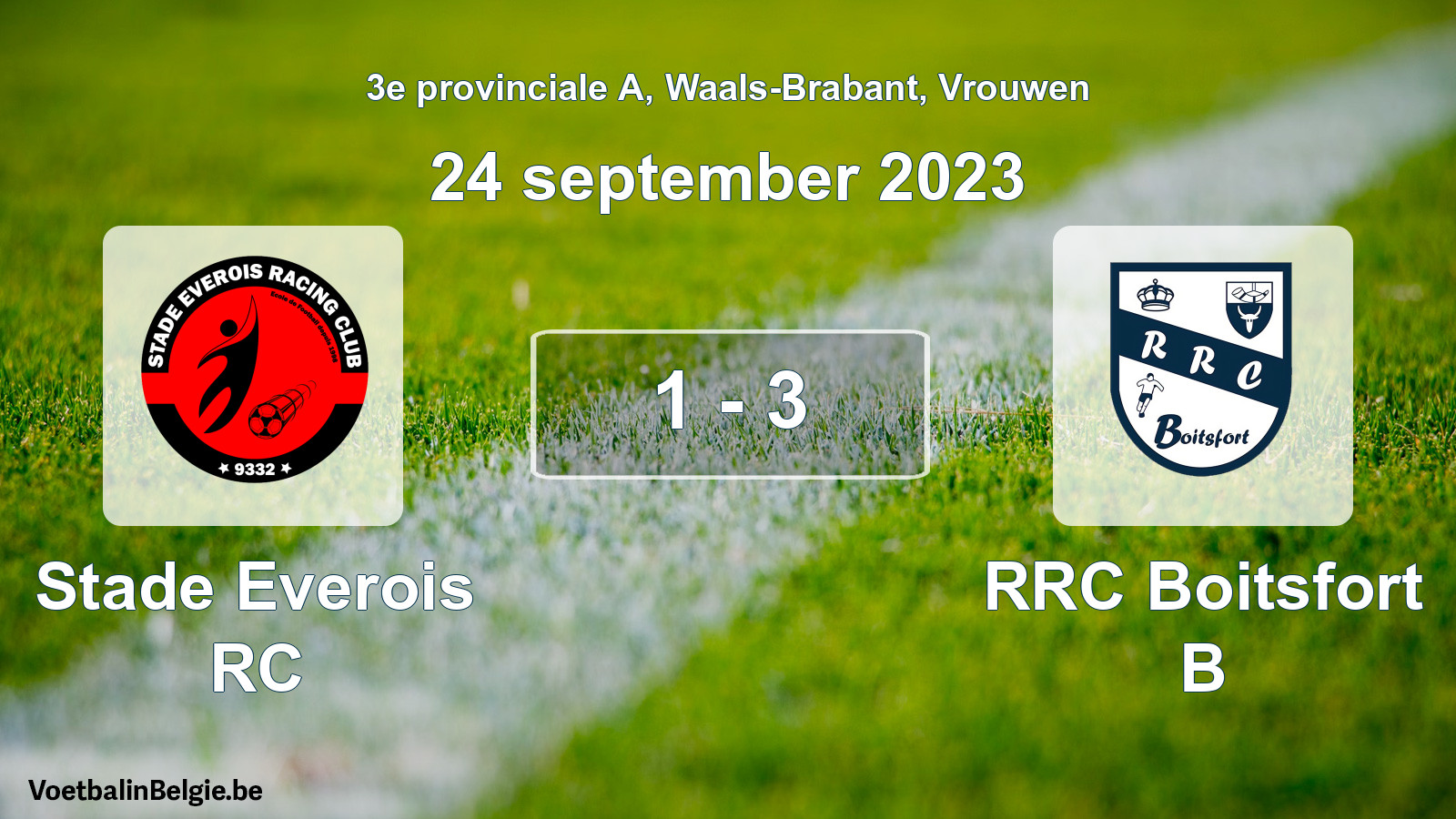 Gespeelde wedstrijd vrouwenvoetbal: Stade Everois RC - RRC Boitsfort B 1 - 3 (24 september 2023)