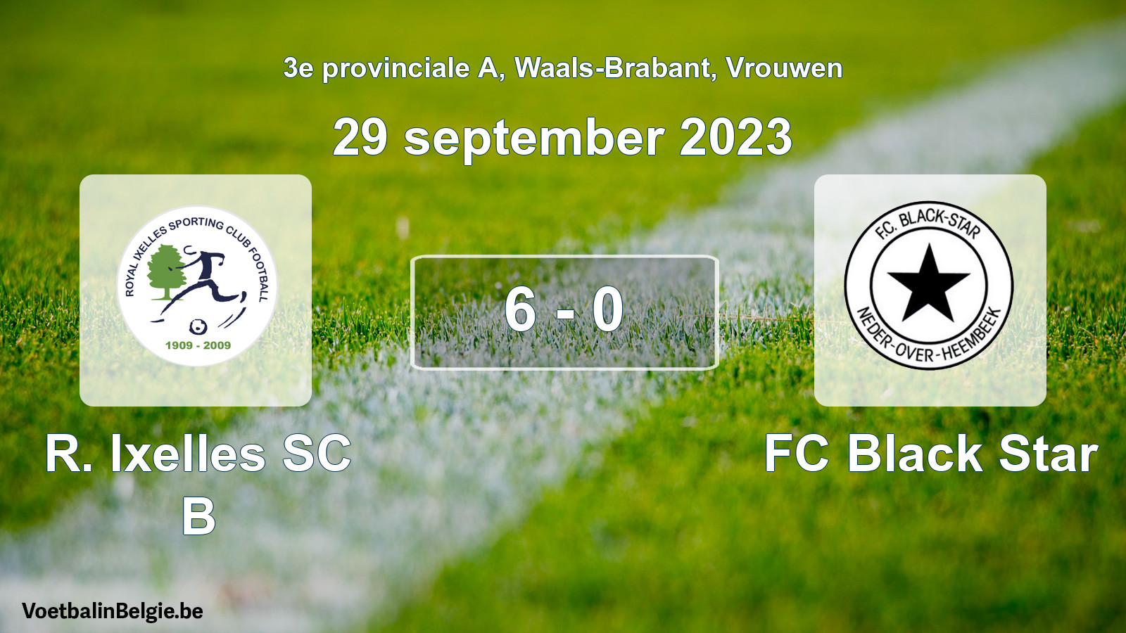 Gespeelde wedstrijd vrouwenvoetbal: R. Ixelles SC B - FC Black Star 6 - 0 (29 september 2023)