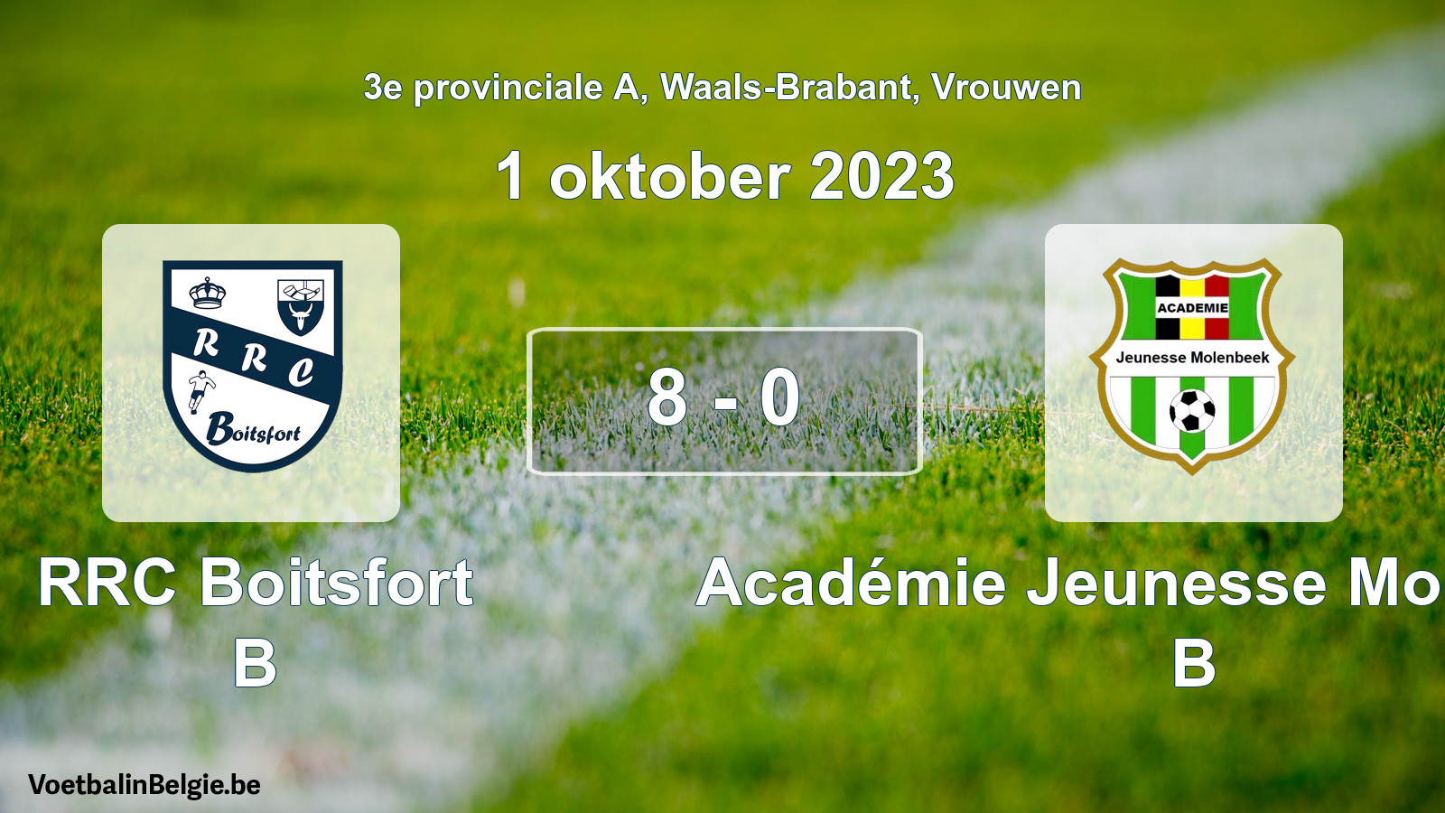 Played match women football: RRC Boitsfort B - Académie Jeunesse Molenbeek B 8 - 0 (1 October 2023)