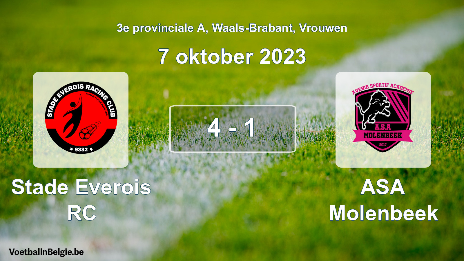 Played match women football: Stade Everois RC - ASA Molenbeek 4 - 1 (7 October 2023)