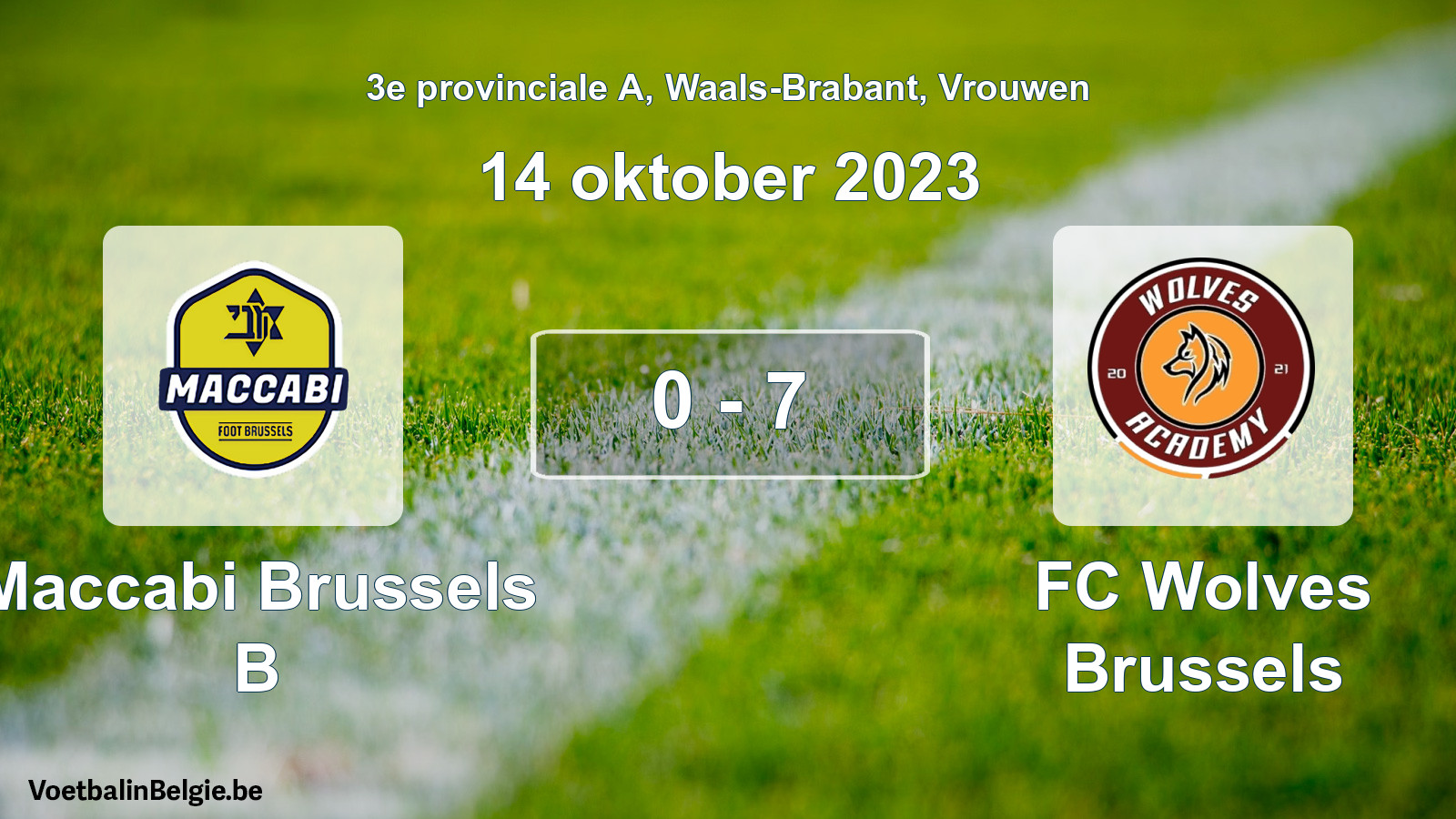 Gespeelde wedstrijd vrouwenvoetbal: Maccabi Brussels B - FC Wolves Brussels 0 - 7 (14 oktober 2023)