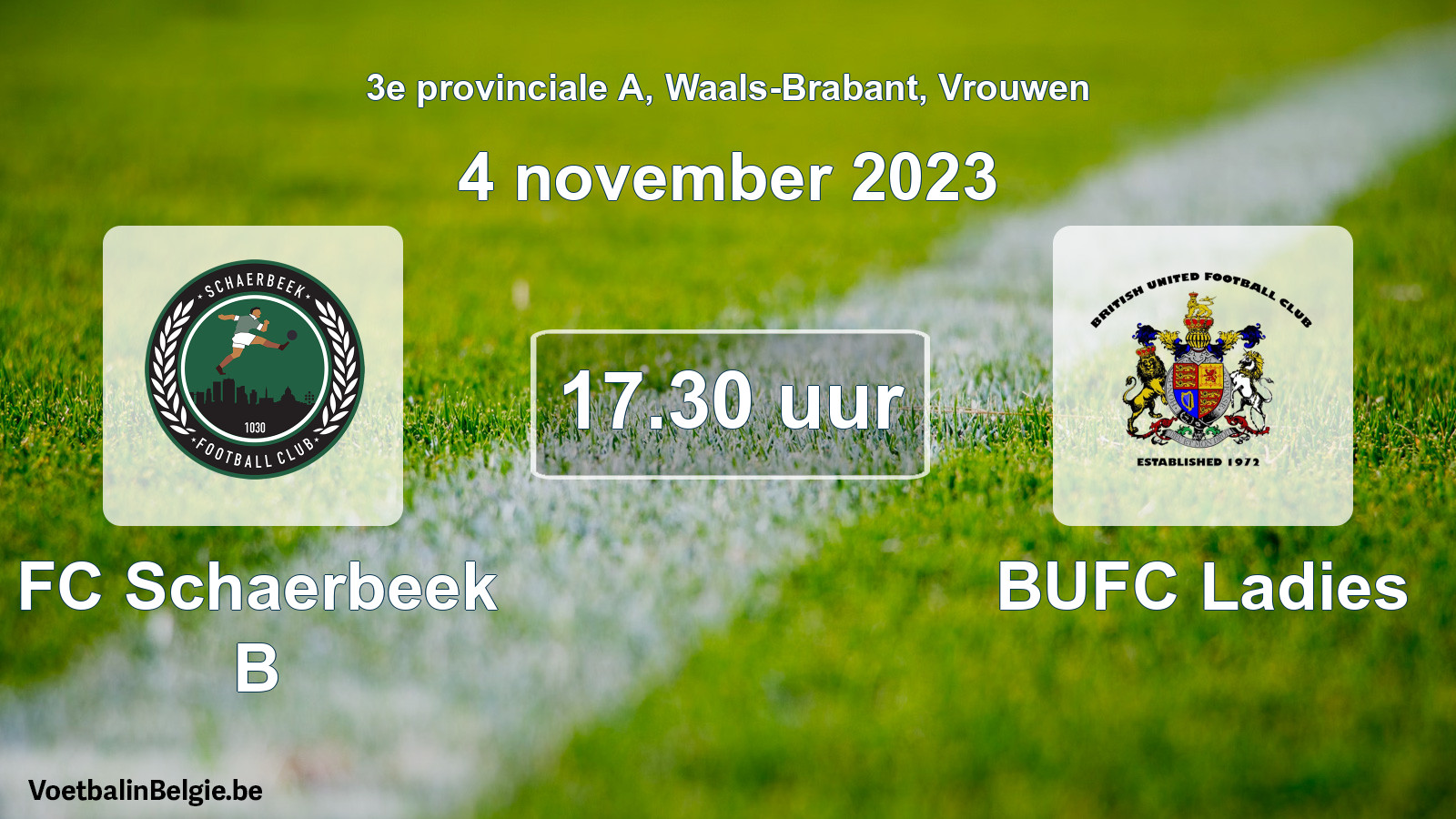 Scheduled match women football: FC Schaerbeek B - BUFC Ladies (4 November 2023)