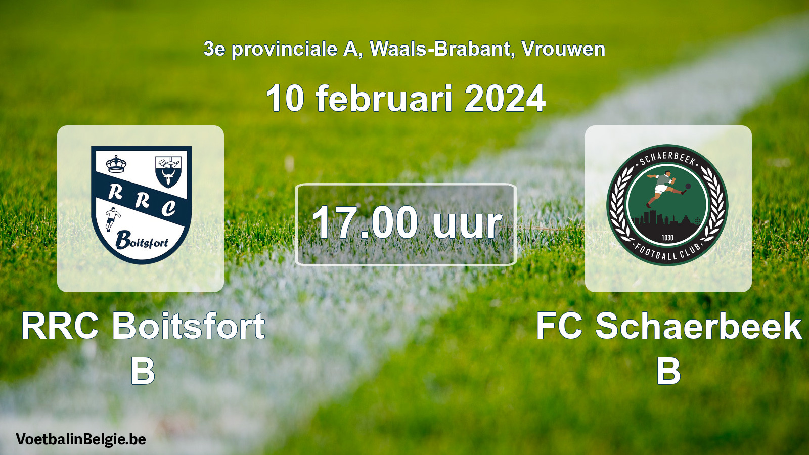 Match prévu football femmes: RRC Boitsfort B - FC Schaerbeek B (10 février 2024)