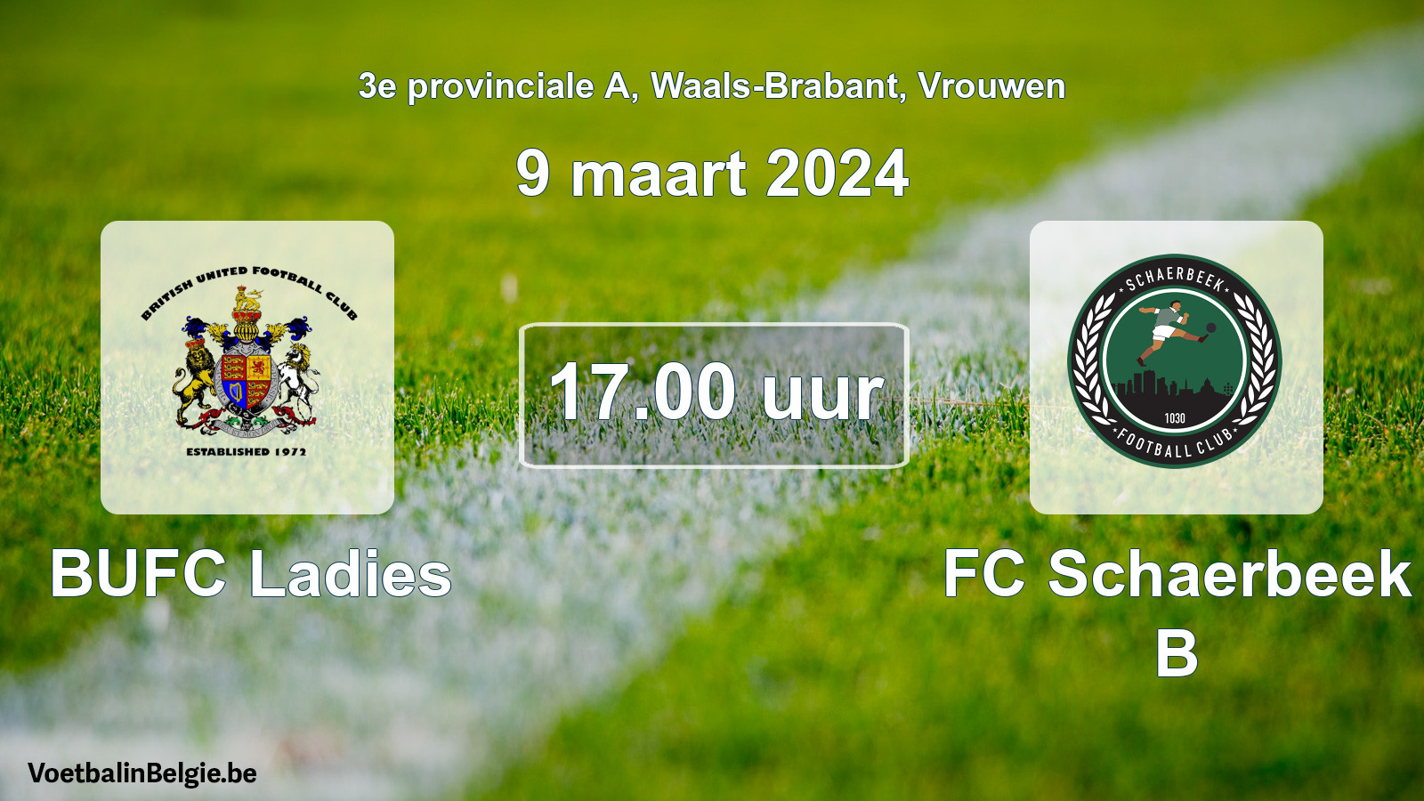Match prévu football femmes: BUFC Ladies - FC Schaerbeek B (9 mars 2024)