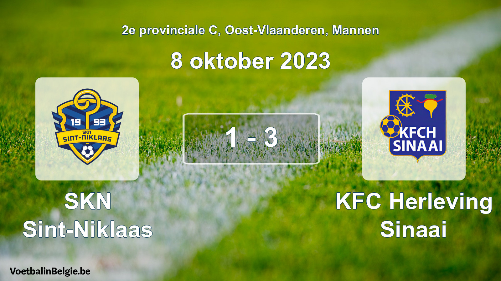 Gespeelde wedstrijd mannenvoetbal: SKN Sint-Niklaas - KFC Herleving Sinaai 1 - 3 (8 oktober 2023)