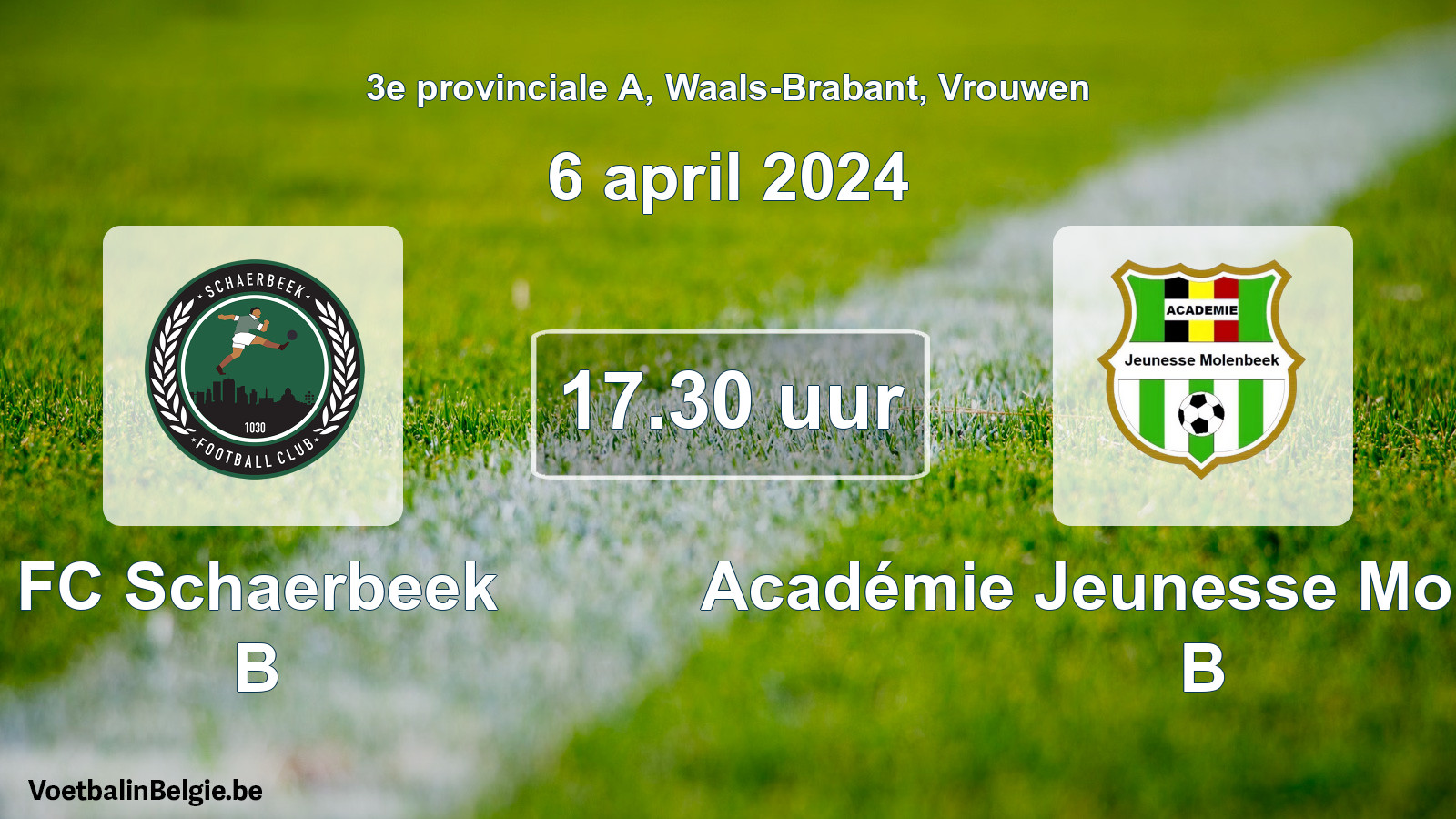 Match prévu football femmes: FC Schaerbeek B - Académie Jeunesse Molenbeek B (6 avril 2024)