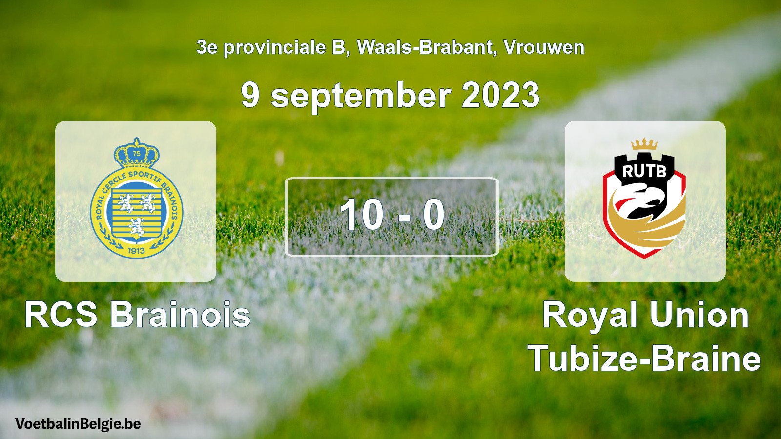 Gespeelde wedstrijd vrouwenvoetbal: RCS Brainois - Royal Union Tubize-Braine 10 - 0 (9 september 2023)