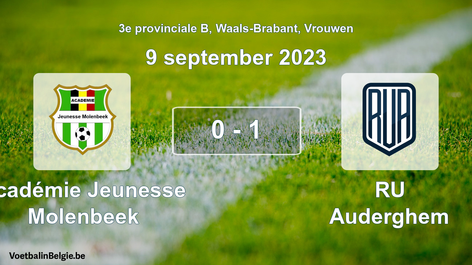 Gespeelde wedstrijd vrouwenvoetbal: Académie Jeunesse Molenbeek - RU Auderghem 0 - 1 (9 september 2023)
