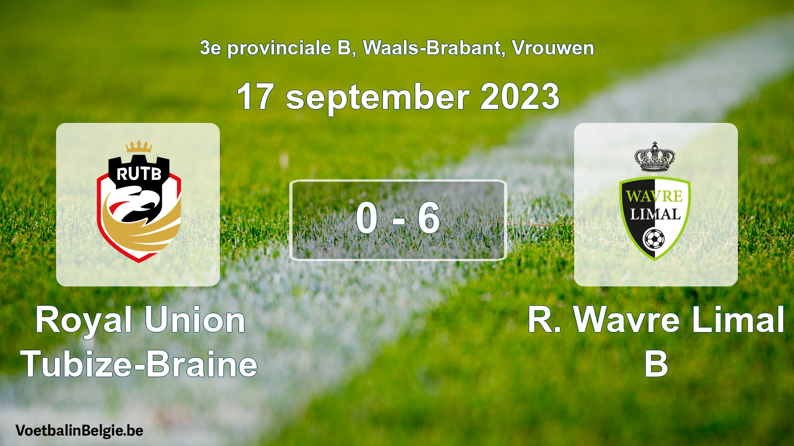 Gespeelde wedstrijd vrouwenvoetbal: Royal Union Tubize-Braine - R. Wavre Limal B 0 - 6 (17 september 2023)