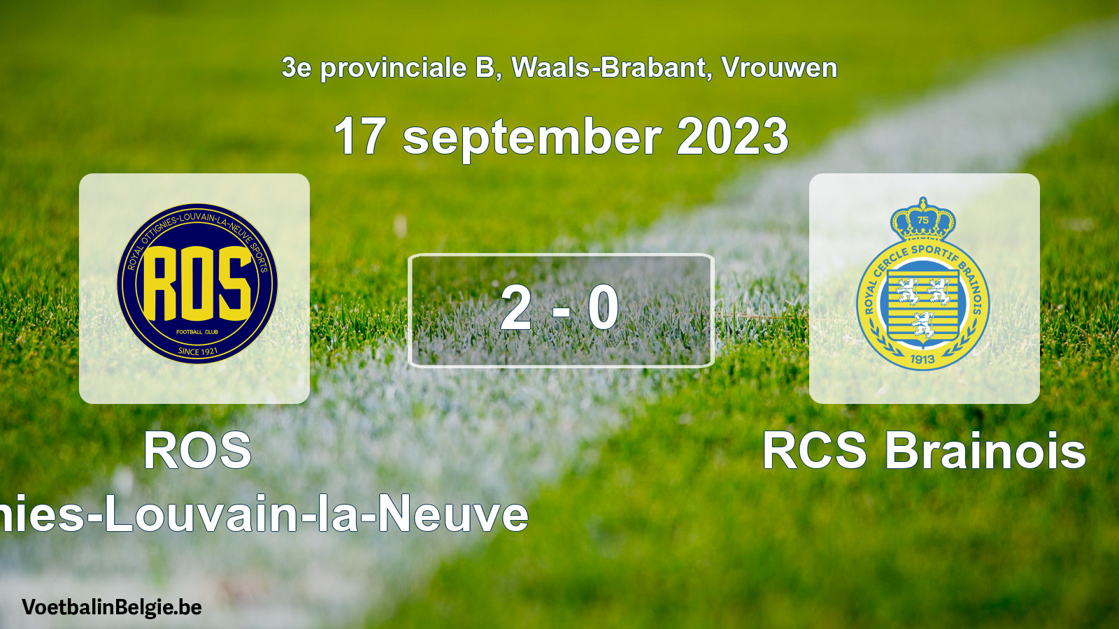 Gespeelde wedstrijd vrouwenvoetbal: ROS Ottignies-Louvain-la-Neuve - RCS Brainois 2 - 0 (17 september 2023)