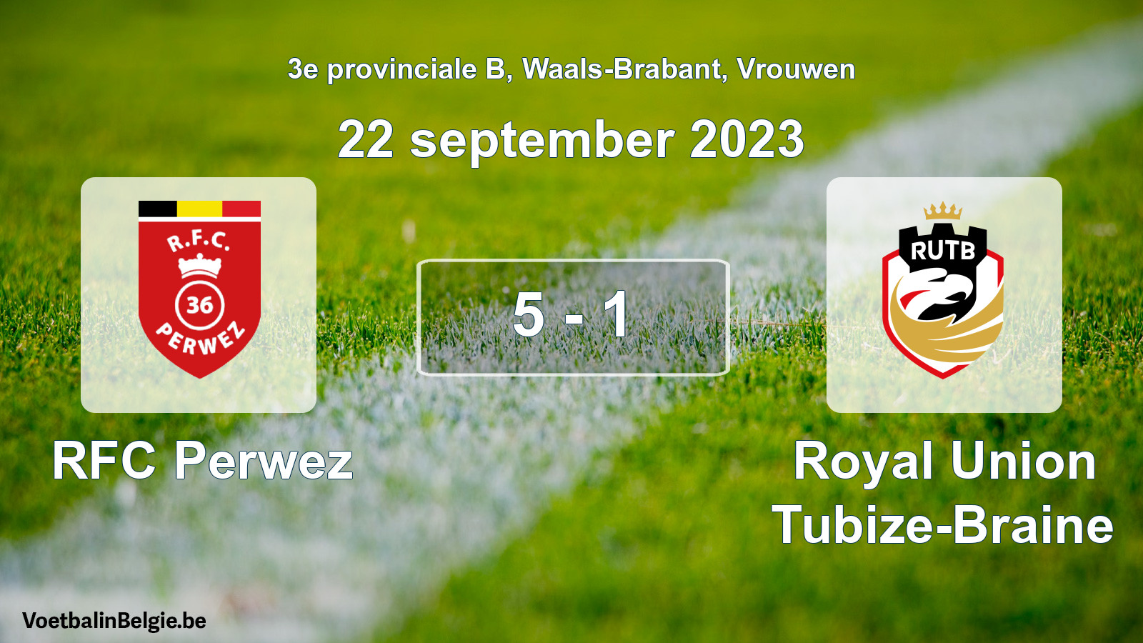 Gespeelde wedstrijd vrouwenvoetbal: RFC Perwez - Royal Union Tubize-Braine 5 - 1 (22 september 2023)