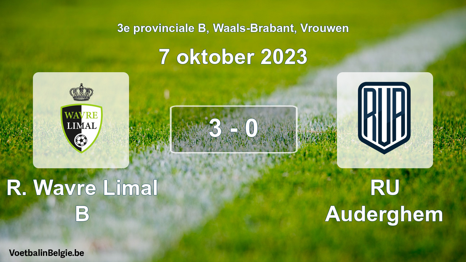 Gespeelde wedstrijd vrouwenvoetbal: R. Wavre Limal B - RU Auderghem 3 - 0 (7 oktober 2023)