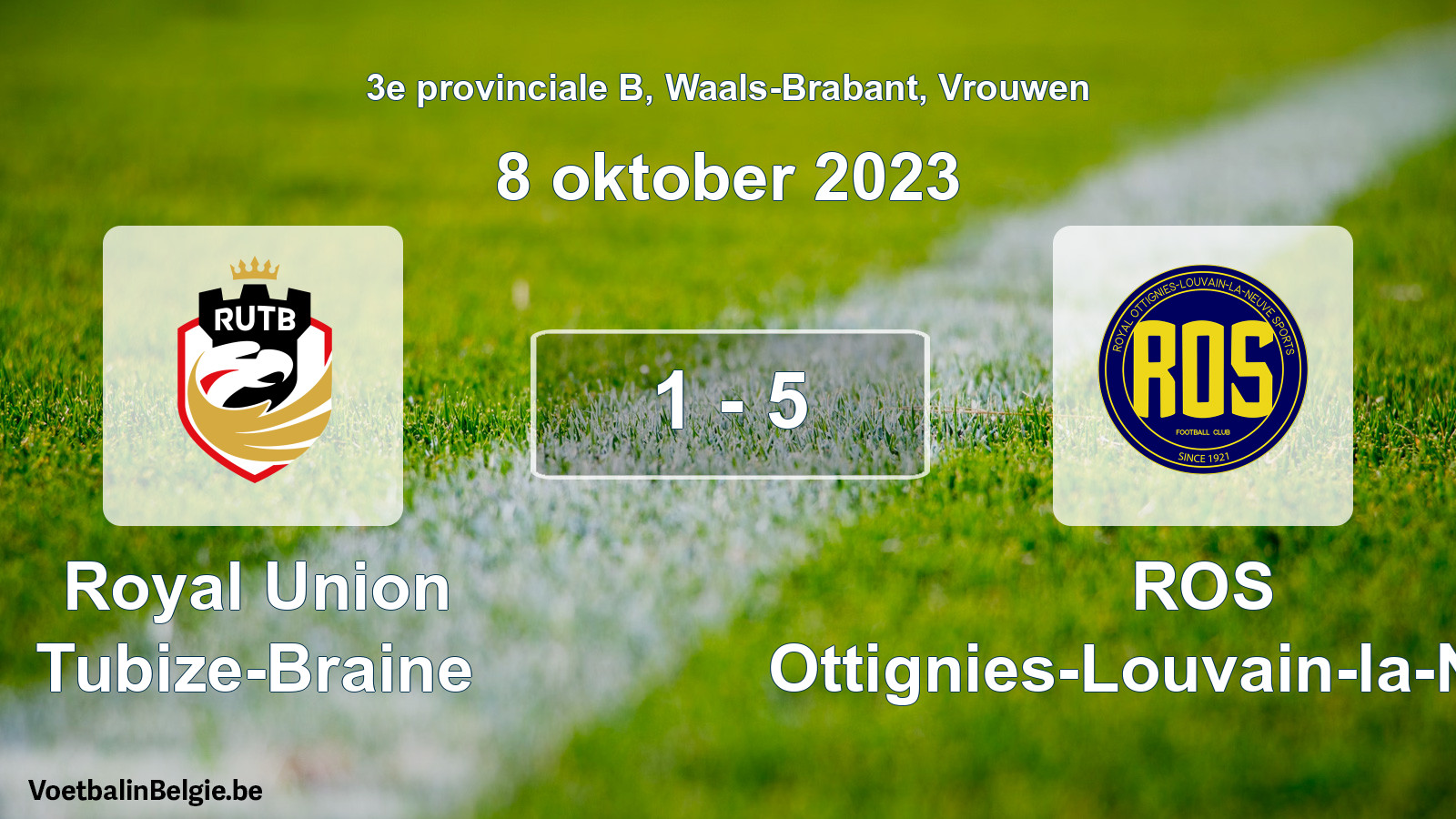 Gespeelde wedstrijd vrouwenvoetbal: Royal Union Tubize-Braine - ROS Ottignies-Louvain-la-Neuve 1 - 5 (8 oktober 2023)