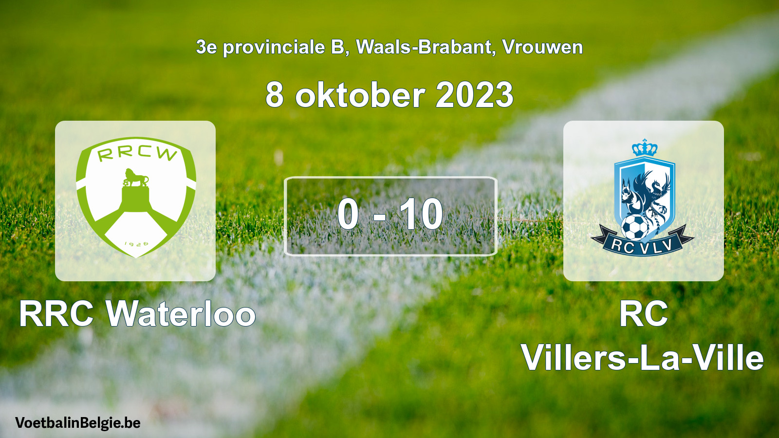 Gespeelde wedstrijd vrouwenvoetbal: RRC Waterloo - RC Villers-La-Ville 0 - 10 (8 oktober 2023)