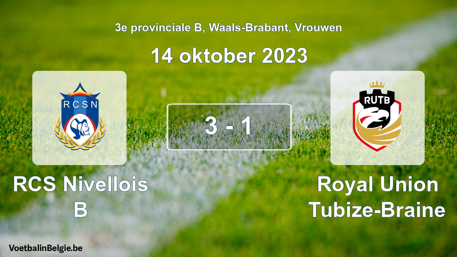 Gespeelde wedstrijd vrouwenvoetbal: RCS Nivellois B - Royal Union Tubize-Braine 3 - 1 (14 oktober 2023)