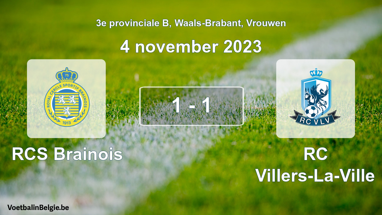 Gespeelde wedstrijd vrouwenvoetbal: RCS Brainois - RC Villers-La-Ville 1 - 1 (4 november 2023)