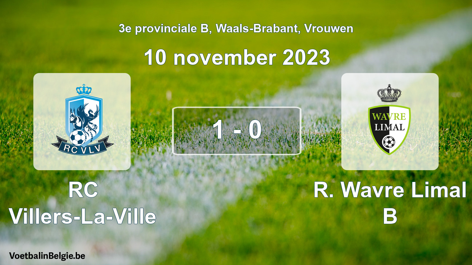Gespeelde wedstrijd vrouwenvoetbal: RC Villers-La-Ville - R. Wavre Limal B 1 - 0 (10 november 2023)