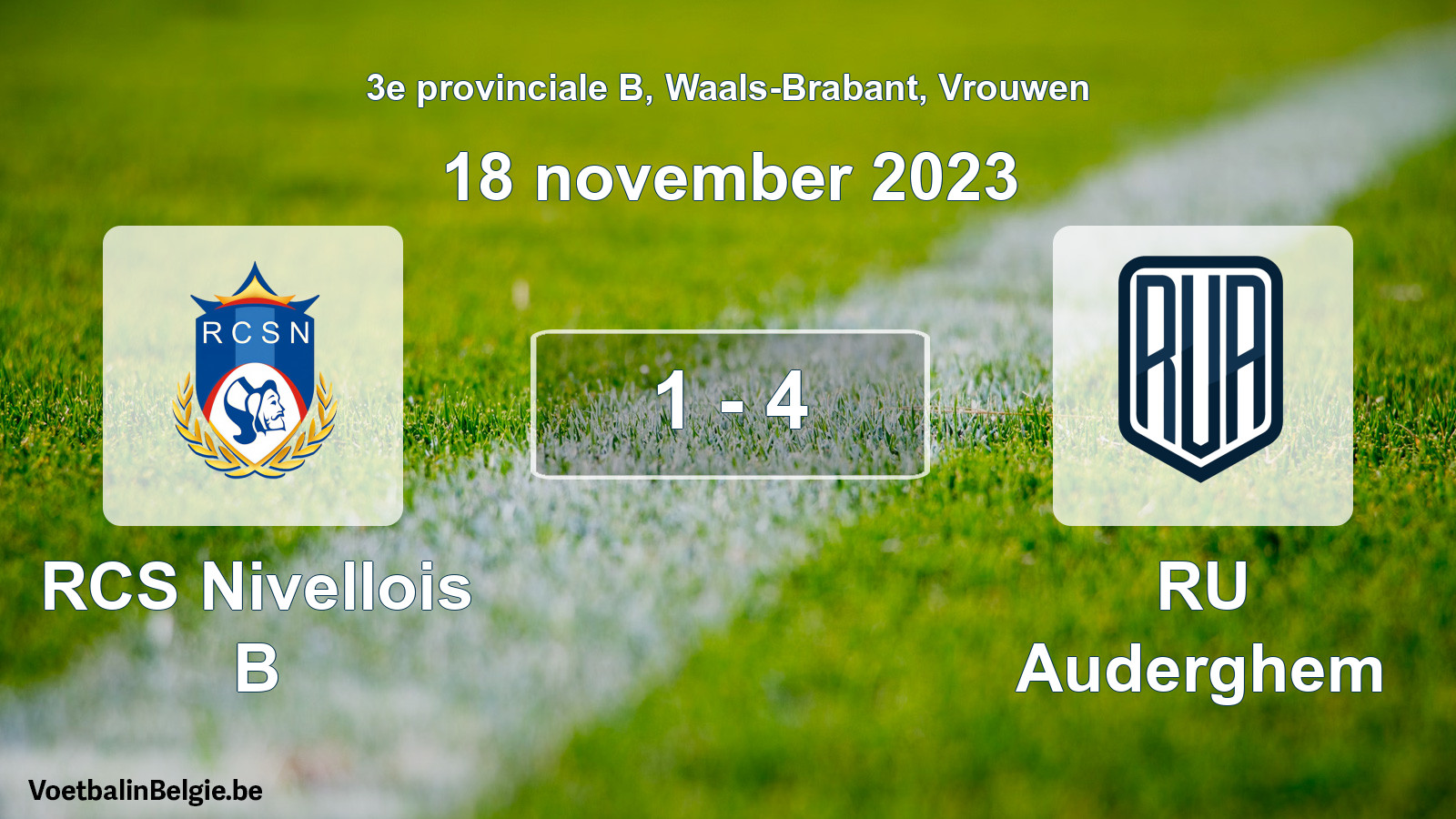 Gespeelde wedstrijd vrouwenvoetbal: RCS Nivellois B - RU Auderghem 1 - 4 (18 november 2023)