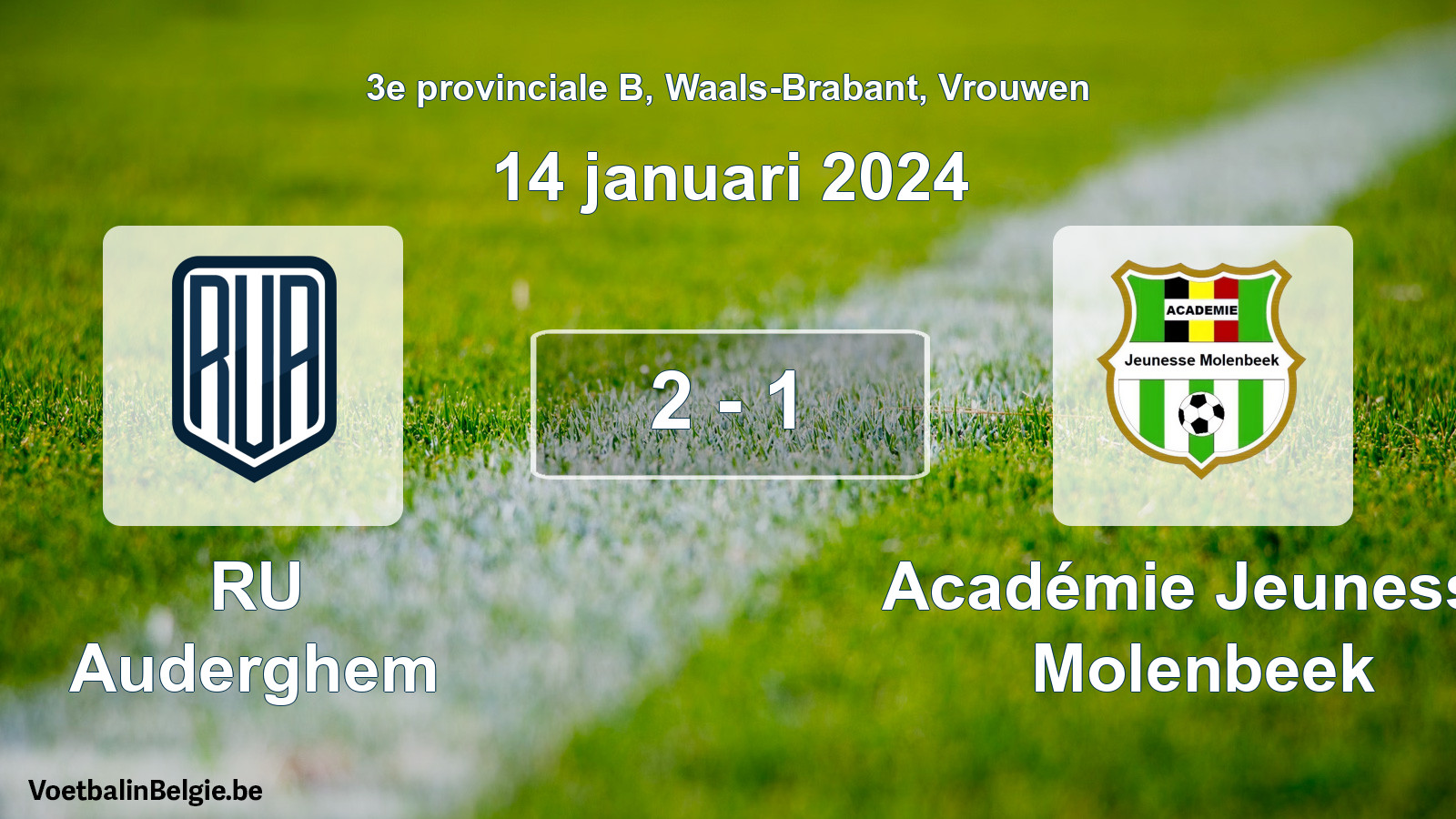 Gespeelde wedstrijd vrouwenvoetbal: RU Auderghem - Académie Jeunesse Molenbeek 2 - 1 (14 januari 2024)