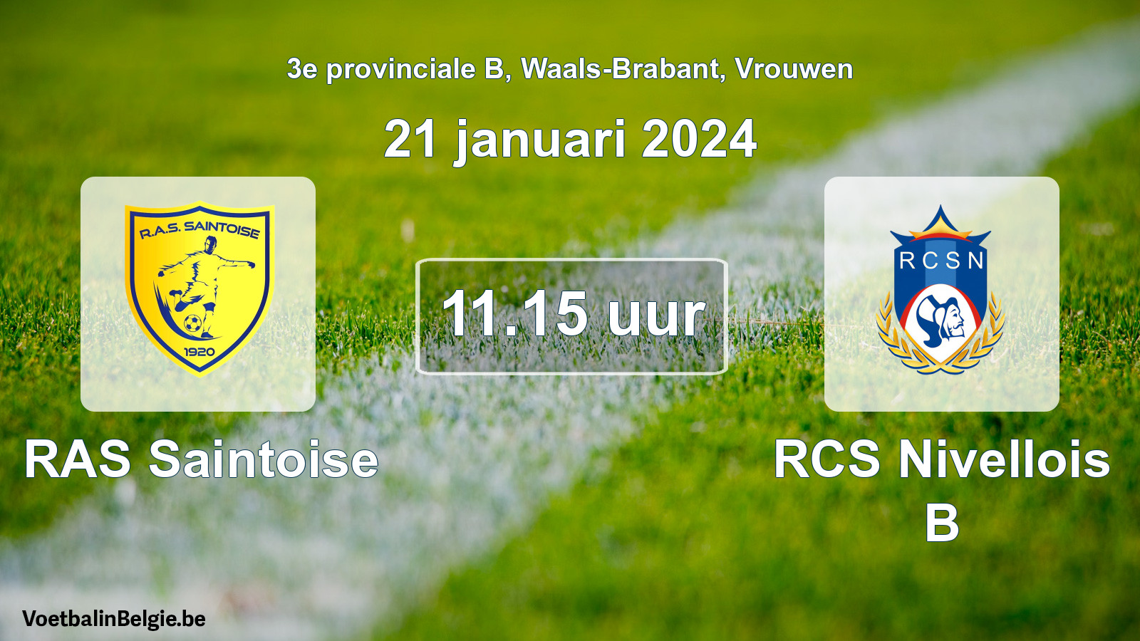 Match prévu football femmes: RAS Saintoise - RCS Nivellois B (21 janvier 2024)