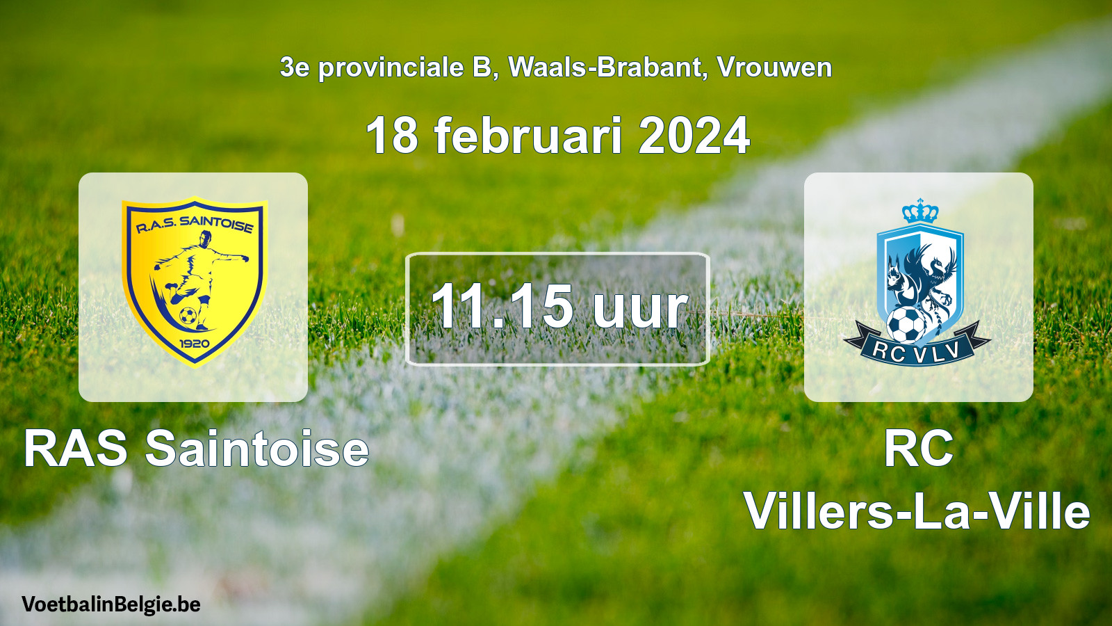 Match prévu football femmes: RAS Saintoise - RC Villers-La-Ville (18 février 2024)