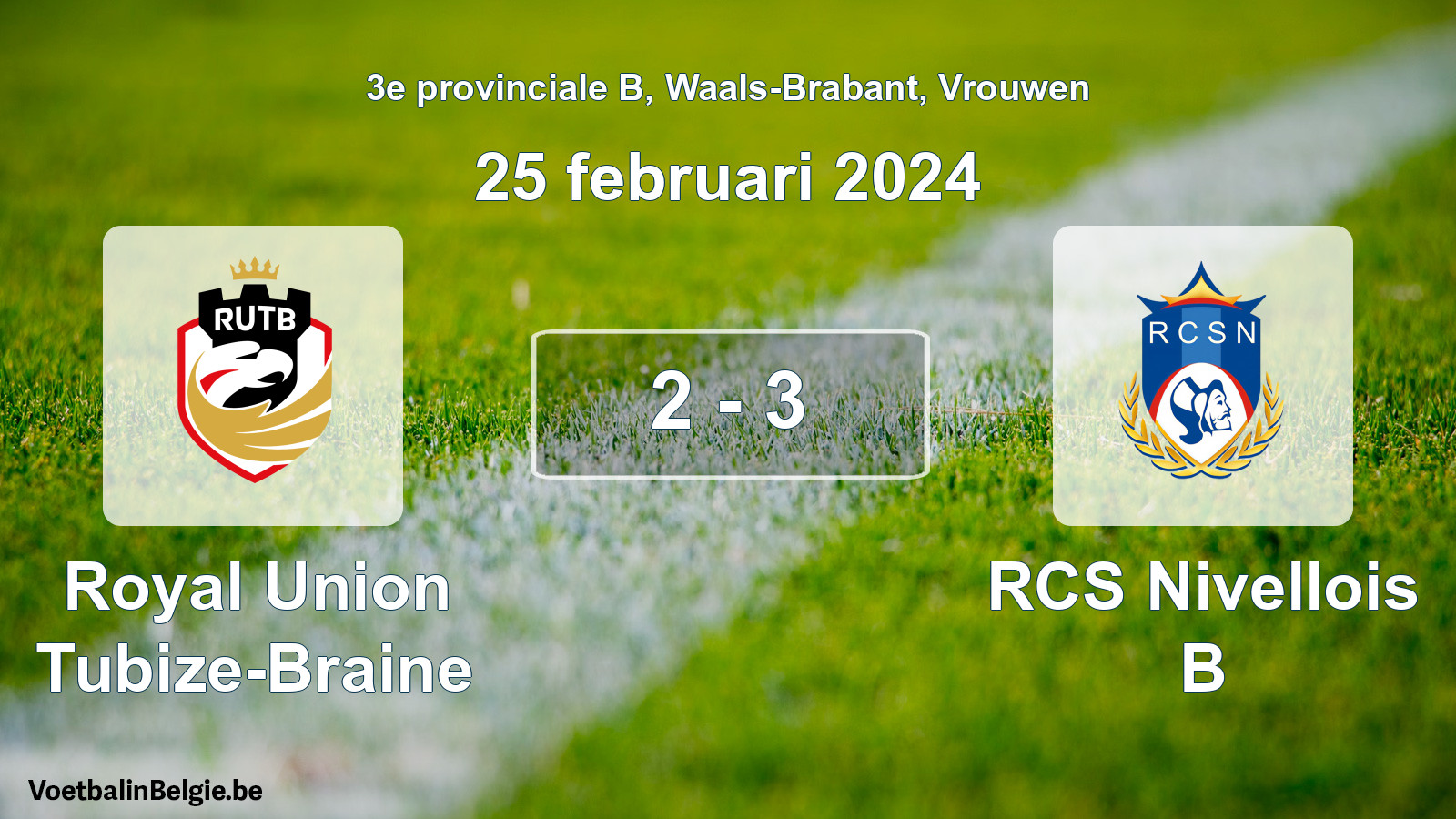 Gespeelde wedstrijd vrouwenvoetbal: Royal Union Tubize-Braine - RCS Nivellois B 2 - 3 (25 februari 2024)