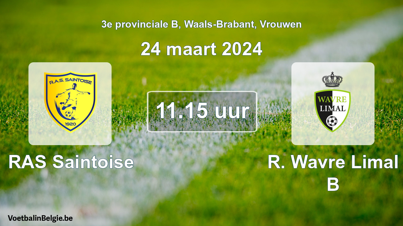 Match prévu football femmes: RAS Saintoise - R. Wavre Limal B (24 mars 2024)