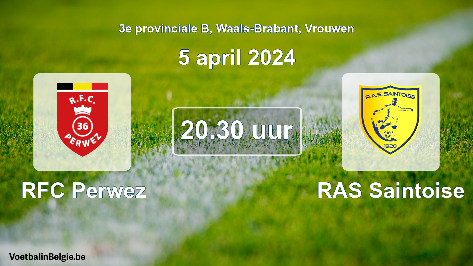 Scheduled match women football: RFC Perwez - RAS Saintoise (5 April 2024)