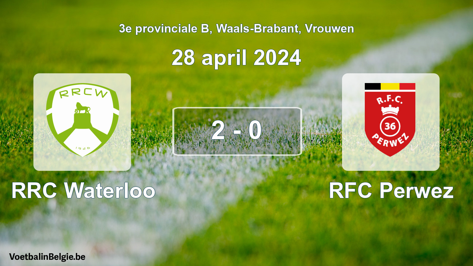 Gespeelde wedstrijd vrouwenvoetbal: RRC Waterloo - RFC Perwez 2 - 0 (28 april 2024)