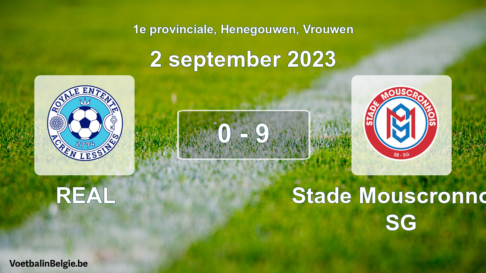 Gespeelde wedstrijd vrouwenvoetbal: REAL - Stade Mouscronnois SG 0 - 9 (2 september 2023)