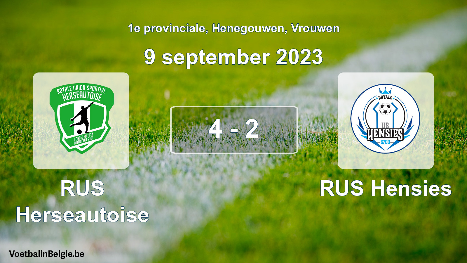 Gespeelde wedstrijd vrouwenvoetbal: RUS Herseautoise - RUS Hensies 4 - 2 (9 september 2023)