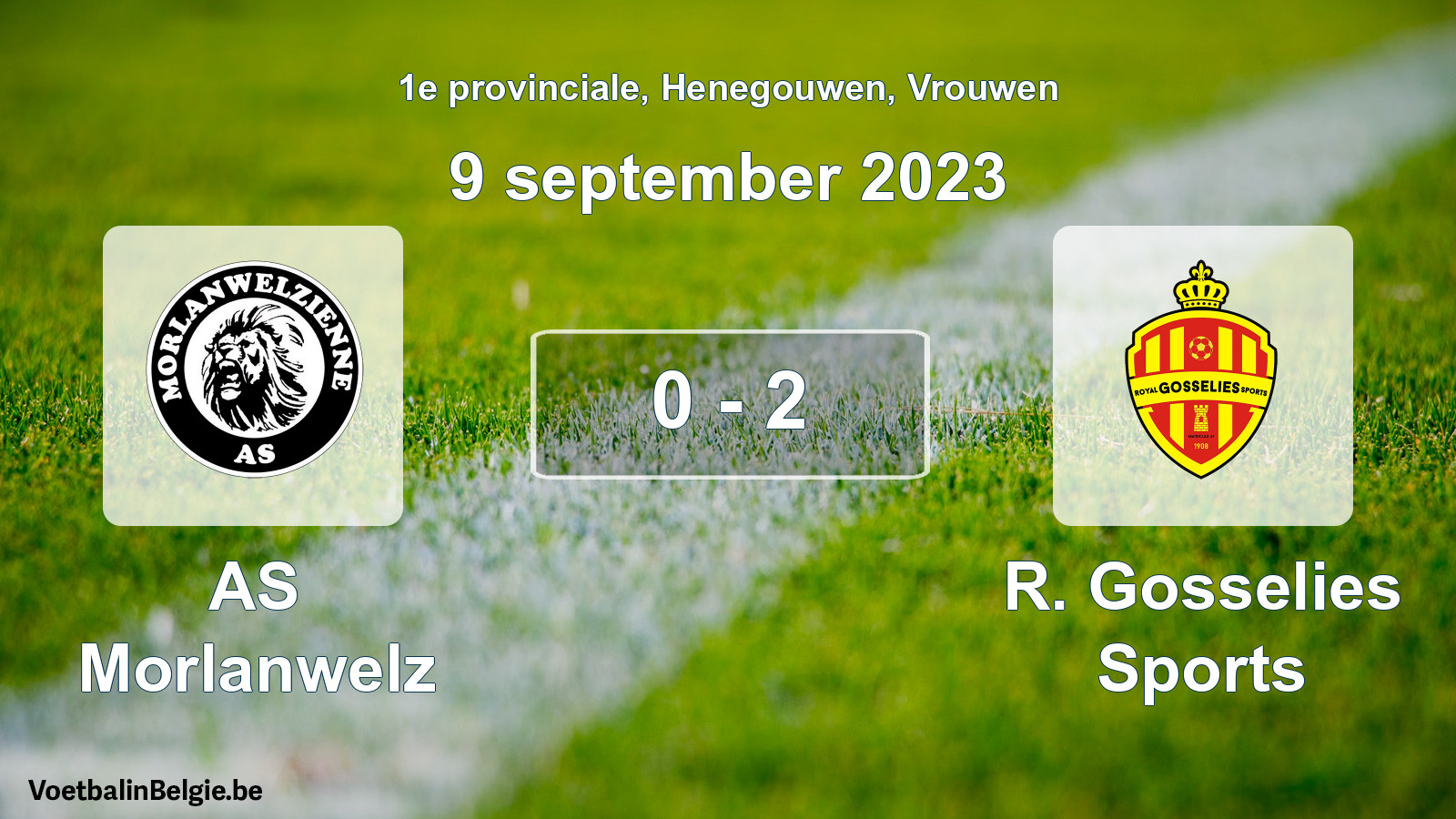 Gespeelde wedstrijd vrouwenvoetbal: AS Morlanwelz - R. Gosselies Sports 0 - 2 (9 september 2023)