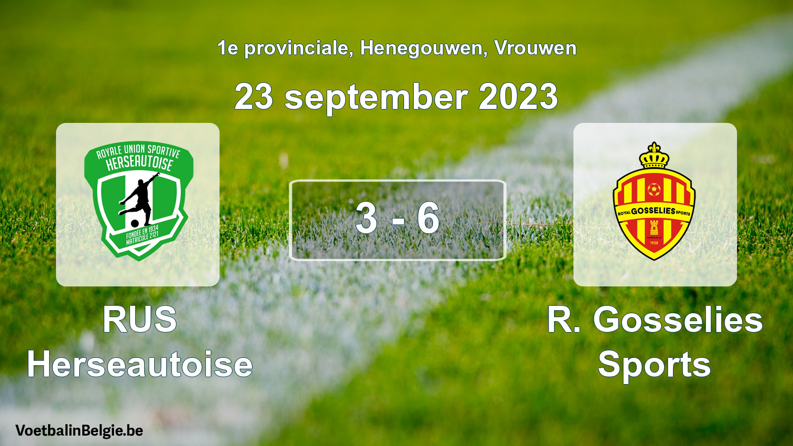 Gespeelde wedstrijd vrouwenvoetbal: RUS Herseautoise - R. Gosselies Sports 3 - 6 (23 september 2023)