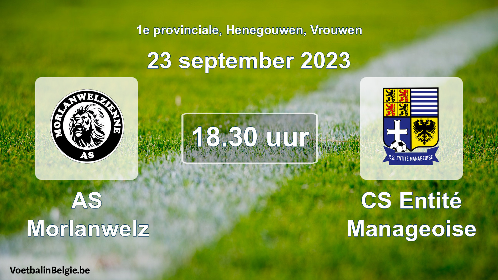 Match prévu football femmes: AS Morlanwelz - CS Entité Manageoise (23 septembre 2023)