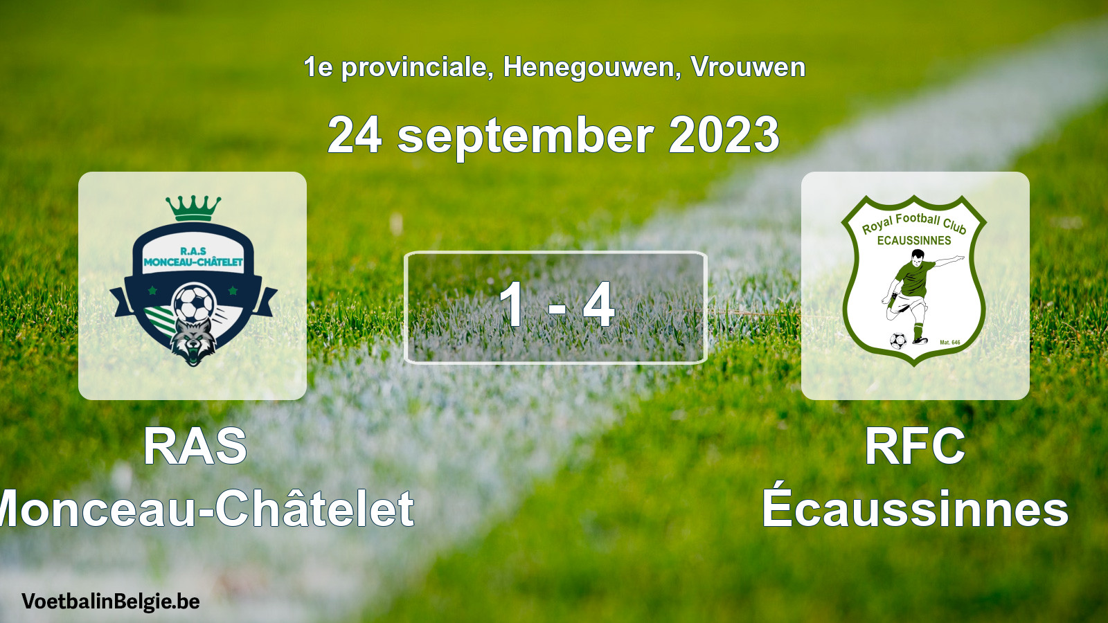 Played match women football: RAS Monceau-Châtelet - RFC Écaussinnes 1 - 4 (24 September 2023)