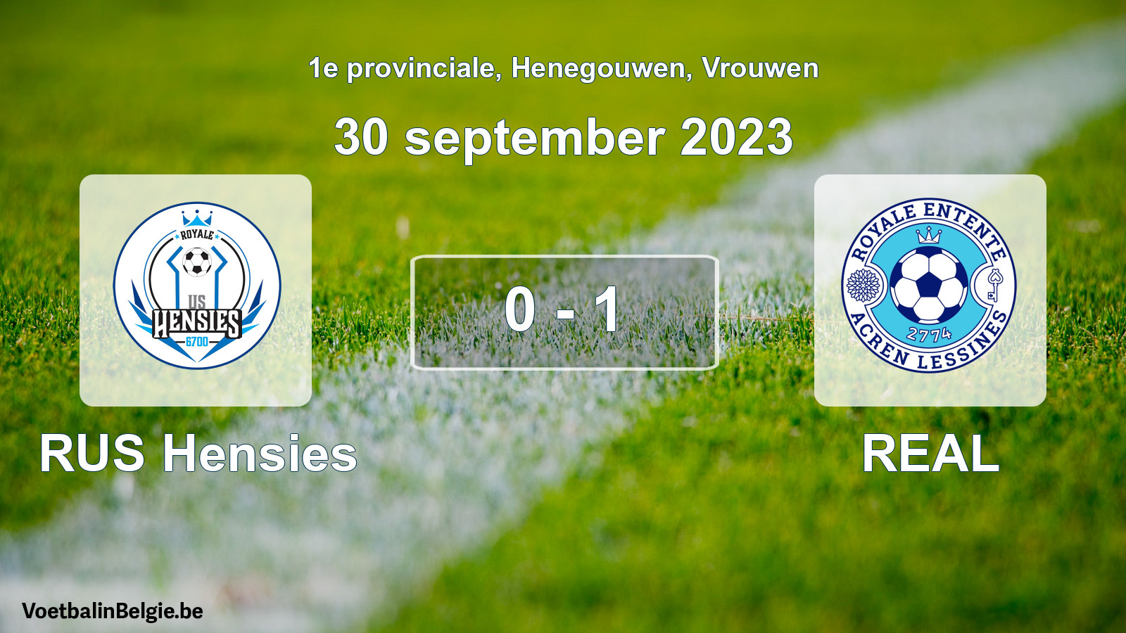 Gespeelde wedstrijd vrouwenvoetbal: RUS Hensies - REAL 0 - 1 (30 september 2023)
