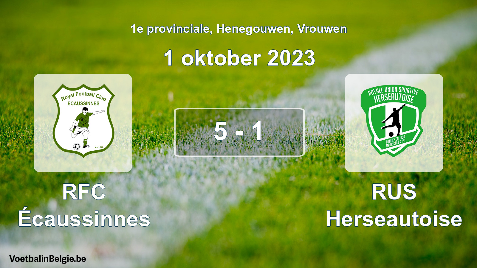 Played match women football: RFC Écaussinnes - RUS Herseautoise 5 - 1 (1 October 2023)
