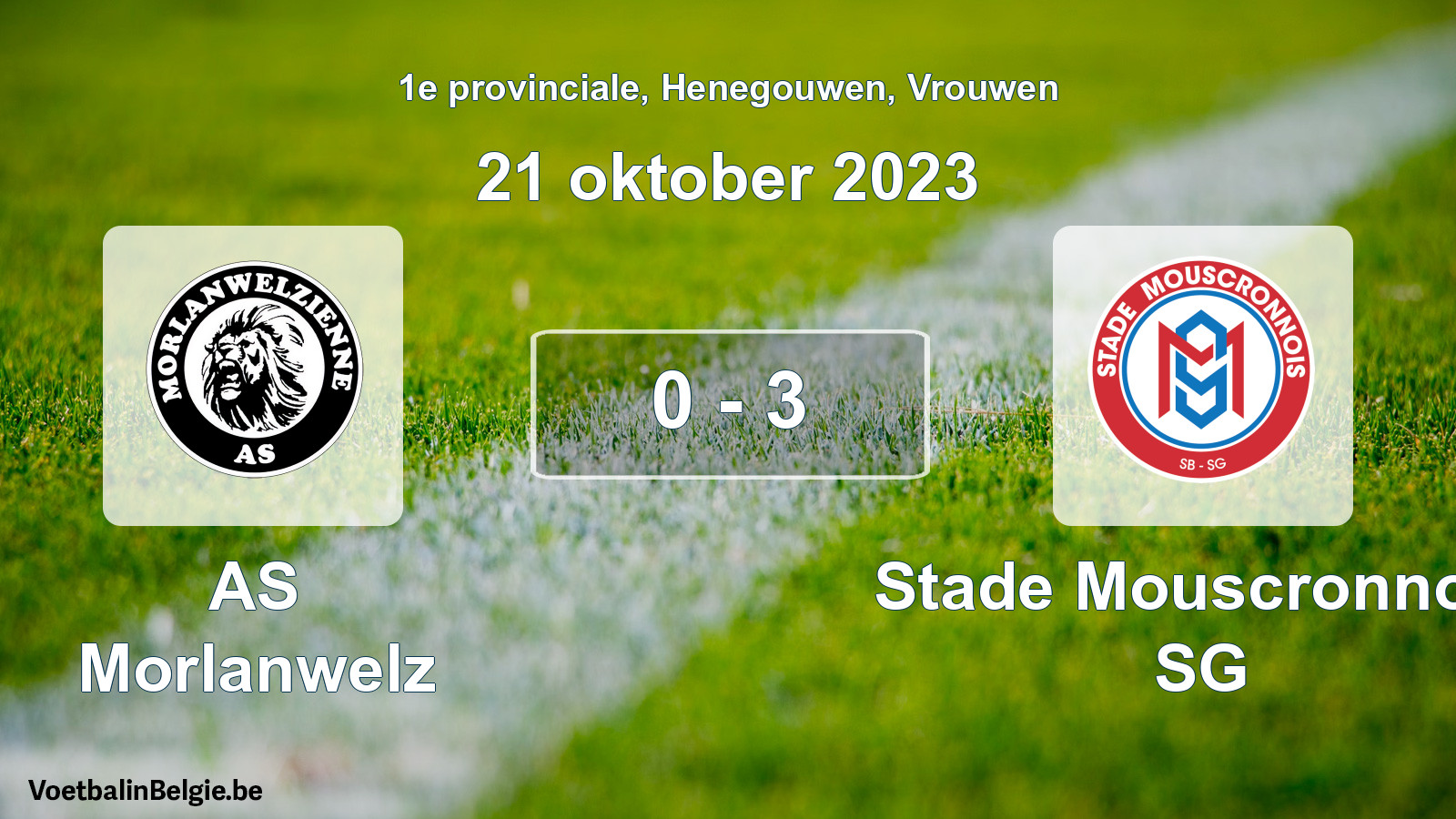 Gespeelde wedstrijd vrouwenvoetbal: AS Morlanwelz - Stade Mouscronnois SG 0 - 3 (21 oktober 2023)